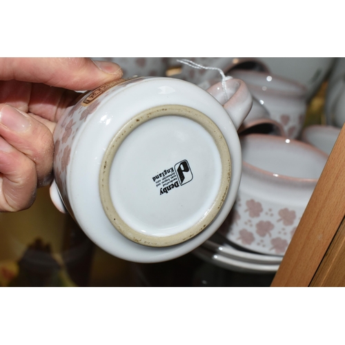 606 - DENBY TEA AND DINNER WARES ETC, to include Falling Leaves pattern coffee pot, six cups and saucers, ... 