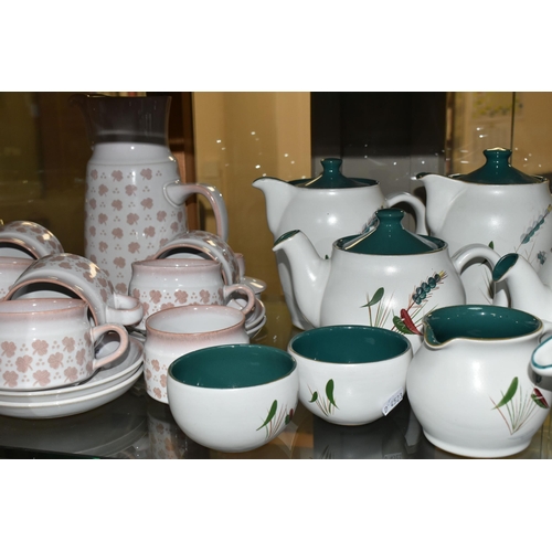 606 - DENBY TEA AND DINNER WARES ETC, to include Falling Leaves pattern coffee pot, six cups and saucers, ... 