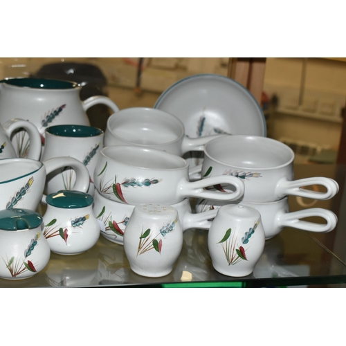 606 - DENBY TEA AND DINNER WARES ETC, to include Falling Leaves pattern coffee pot, six cups and saucers, ... 