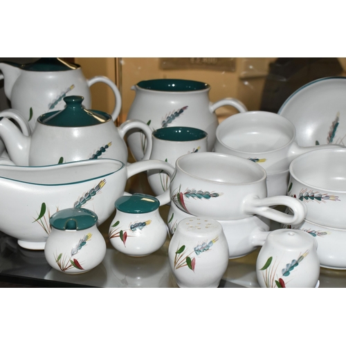 606 - DENBY TEA AND DINNER WARES ETC, to include Falling Leaves pattern coffee pot, six cups and saucers, ... 