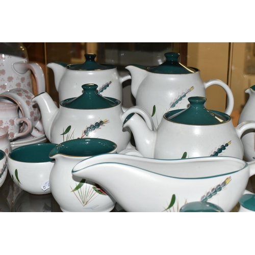 606 - DENBY TEA AND DINNER WARES ETC, to include Falling Leaves pattern coffee pot, six cups and saucers, ... 