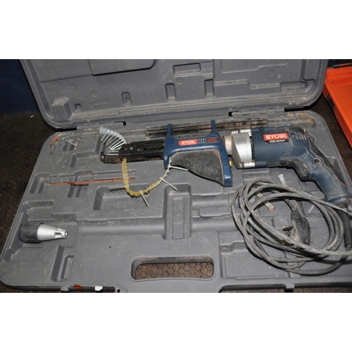 1078 - A CASED RYOBI ESD-6040V 240V ELECTRIC SCREWDRIVER (PAT pass and working) and a Plasplode Impulse cle... 