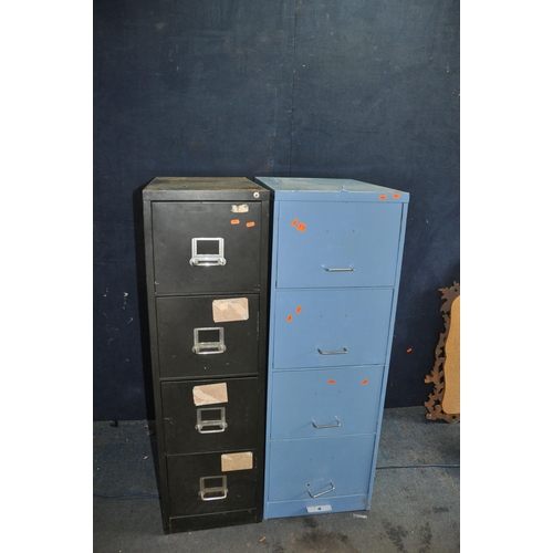 1095 - TWO VINTAGE FILING CABINETS both with four drawers depth 61cm height 132cm , one at 39cm wide the ot... 