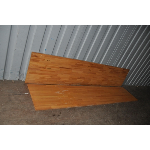 1096 - TWO BEECH BUTCHER BLOCK WORKTOPS 26mm thick, depth 61cm length 301cm