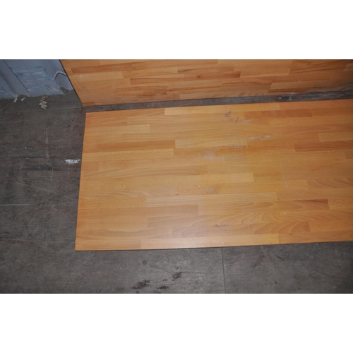 1096 - TWO BEECH BUTCHER BLOCK WORKTOPS 26mm thick, depth 61cm length 301cm