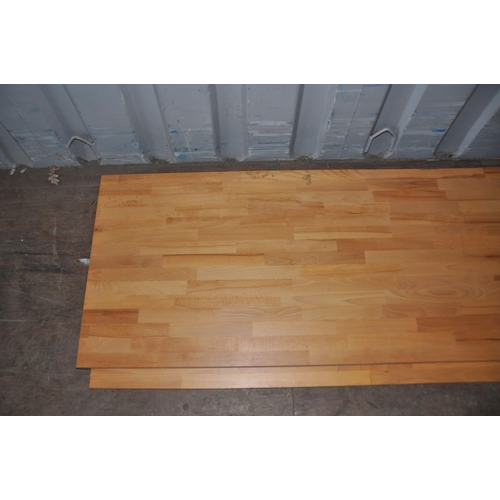 1096 - TWO BEECH BUTCHER BLOCK WORKTOPS 26mm thick, depth 61cm length 301cm