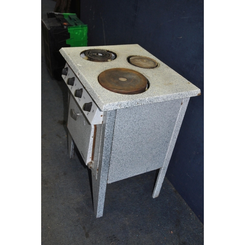 1103 - A 1950's FRENCH ELECTRIC STOVE with marbled enamel finish to body, three rings to top and oven (UNTE... 