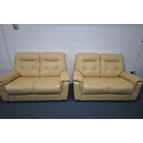 1326 - A PAIR OF CREAM TWO SEATER SOFAS, length 153cm x depth 100cm x height 100cm, along with a matching a... 