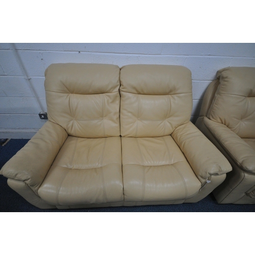 1326 - A PAIR OF CREAM TWO SEATER SOFAS, length 153cm x depth 100cm x height 100cm, along with a matching a... 