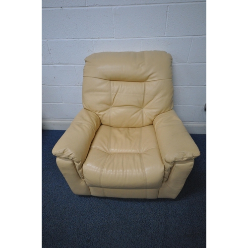 1326 - A PAIR OF CREAM TWO SEATER SOFAS, length 153cm x depth 100cm x height 100cm, along with a matching a... 