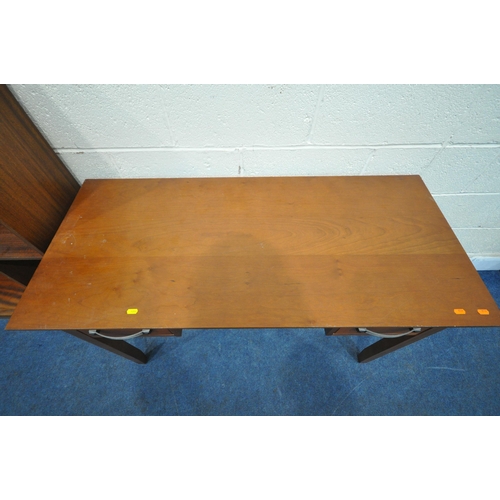 1204 - A MODERN KNEE HOLE DESK, fitted with two drawers, width 120cm x depth 54cm x height 75cm, along with... 