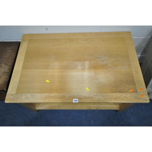 1205 - A SELECTION OF OCCASIONAL FURNITURE, to include a light oak coffee table, width 91cm x depth 61cm x ... 