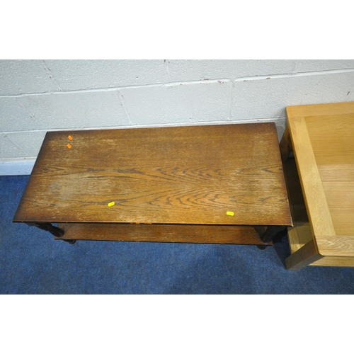 1205 - A SELECTION OF OCCASIONAL FURNITURE, to include a light oak coffee table, width 91cm x depth 61cm x ... 