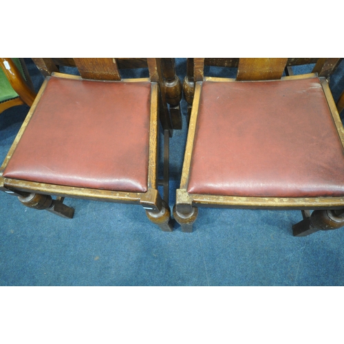 1218 - A PAIR OF REPRODUCTION BUTTON BACK ARMCHAIRS, with green studded upholstery, open armrests, on front... 