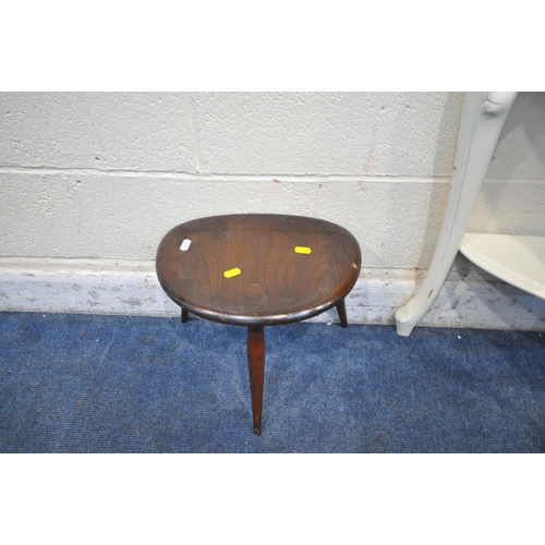 1241 - A WHITE PAINTED SERPENTINE MARBLE TOP SIDE TABLE, on cabriole legs, united by an undershelf, width 1... 