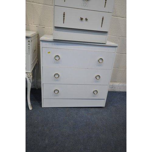 1258 - A SELECTION OF WHITE BEDROOM FURNITURE, to include a dressing table, fitted with an arrangement of f... 