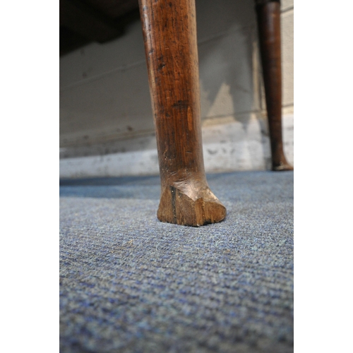 1272 - A GEORGIAN OAK DRESSER BASE, with three deep drawers, on cylindrical tapered legs and padded feet, l... 