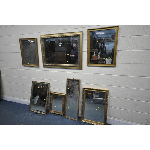 1274 - A SELECTION OF GILT FRAME WALL MIRRORS, to include four bevelled edge mirrors, one gilt resin mirror... 