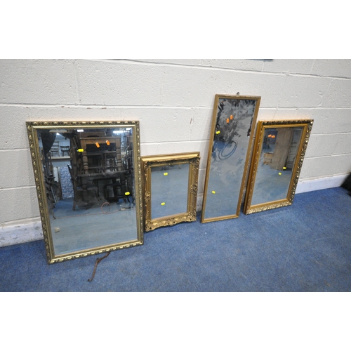 1274 - A SELECTION OF GILT FRAME WALL MIRRORS, to include four bevelled edge mirrors, one gilt resin mirror... 