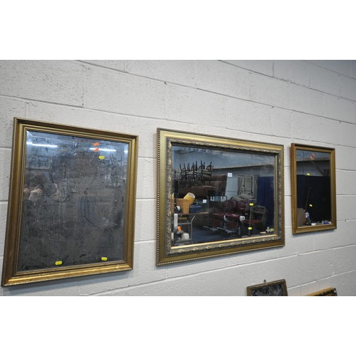 1274 - A SELECTION OF GILT FRAME WALL MIRRORS, to include four bevelled edge mirrors, one gilt resin mirror... 