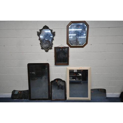 1275 - A SELECTION OF VARIOUS MIRRORS, to include three dressing mirrors, largest 68cm x 121cm, a modern re... 