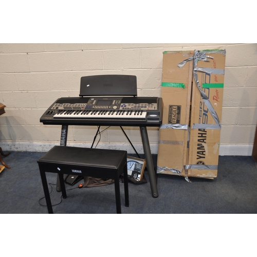 1051 - A YAMAHA PSR9000 ELECTRONIC KEYBOARD in box with volume pedal, manuals and disks, Yamaha stand and Y... 