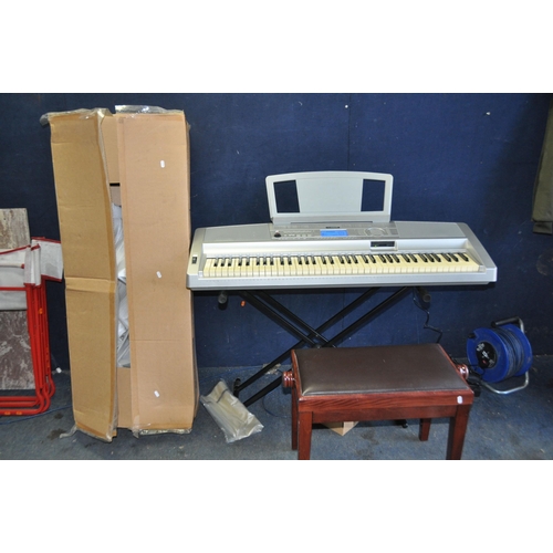 1052 - A YAMAHA DGX-300 PORTABLE GRAND ELECTRONIC KEYBOARD with power supply, stand, original box, cover, m... 