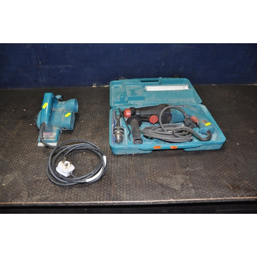 1058 - A MAKITA HR2400 SDS DRILL in case with bits (PAT pass and working) and a 1901 power planer (PAT fail... 