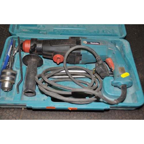 1058 - A MAKITA HR2400 SDS DRILL in case with bits (PAT pass and working) and a 1901 power planer (PAT fail... 