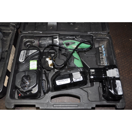 1059 - AN AEG SBE630RX 240V DRILL in case and a Hitachi DV18CL2 cordless drill with case, two batteries and... 