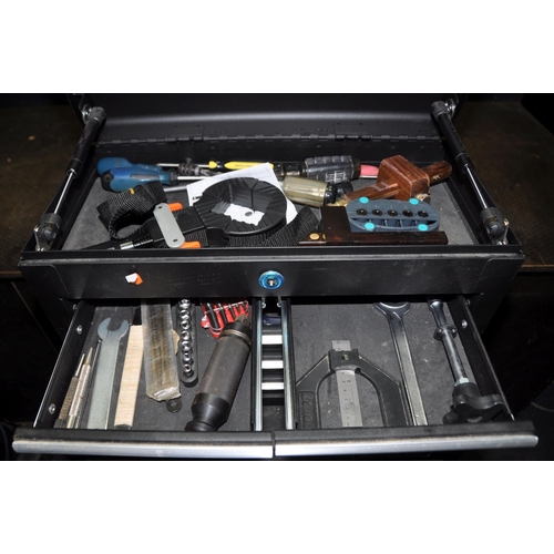 1084 - A TACTIX DOUBLE STACKING MECHANICS TOOLBOXES with two keys containing tools including drill bits, mo... 