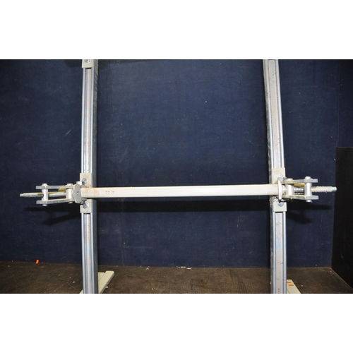 1087 - A STEEL FRAME JIG with four adjustable clamping points (min clamping width 27cm max 56cm), frame len... 