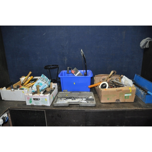 1092 - FOUR BOXES OF TOOLS, A SOCKET SET AND A PIPE THREADING SET, socket set is by Teknix, threading set b... 