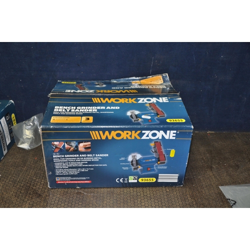 1106 - A WORKZONE BENCH GRINDER AND SANDER in box still packaged (PAT pass and working) and a Workzone rout... 