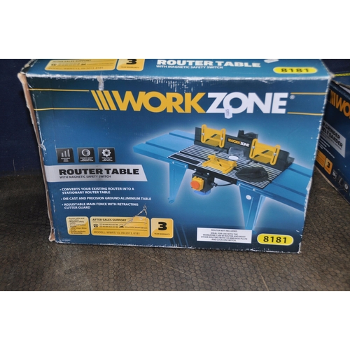 1106 - A WORKZONE BENCH GRINDER AND SANDER in box still packaged (PAT pass and working) and a Workzone rout... 