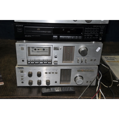 1116 - A VINTAGE SONY COMPONENT HI FI  including a PS-333 turntable (working but requires new stylus, a TA-... 