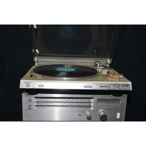 1116 - A VINTAGE SONY COMPONENT HI FI  including a PS-333 turntable (working but requires new stylus, a TA-... 