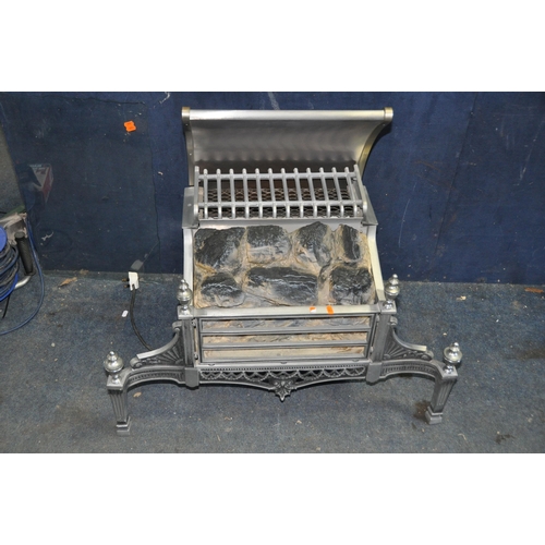 1121 - A VINTAGE BELLING COAL EFFECT ELECTRIC FIRE with black painted and brushed aluminium design width 81... 