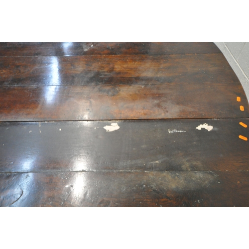 1286 - A GEORGIAN OAK OVAL BOBBIN TURNED GATE LEG TABLE, with a single drawer to each end, open width 182cm... 