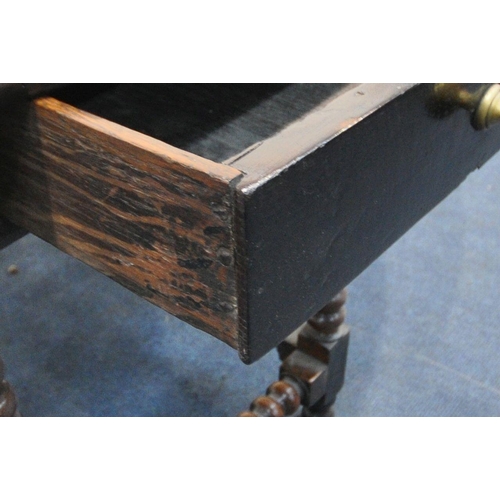 1286 - A GEORGIAN OAK OVAL BOBBIN TURNED GATE LEG TABLE, with a single drawer to each end, open width 182cm... 