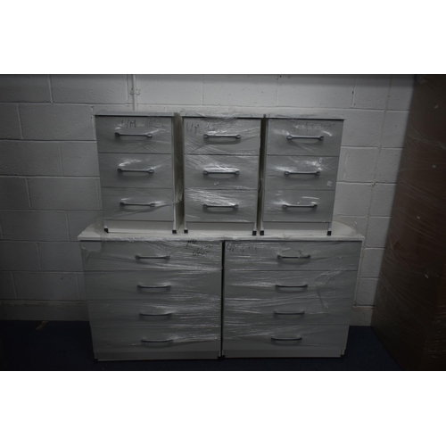 1307 - A MODERN FIVE PIECE BEDROOM SUITE, comprising two chest four of drawers, width 78cm x depth 41cm x h... 