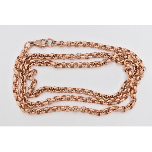 61 - A 9CT ROSE GOLD BELCHER CHAIN, fitted with a lobster clasp, hallmarked 9ct Sheffield, length 600mm, ... 