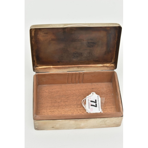 77 - AN EDWARD VII SILVER CIGARETTE CASE, plain polished rectangular form case, approximate length 139mm,... 