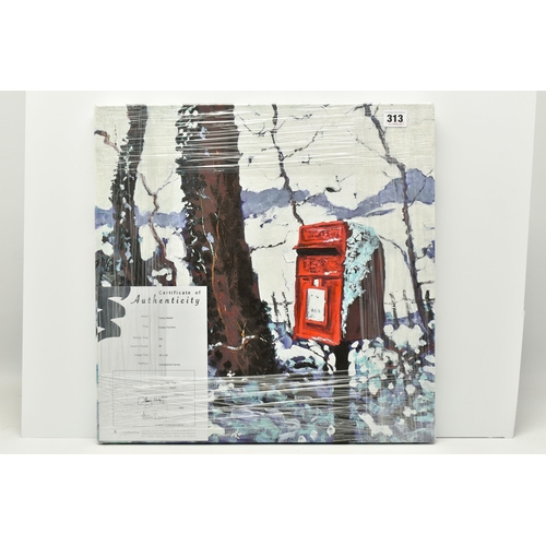 313 - TIMMY MALLETT (BRITISH CONTEMPORARY) 'SNOWY POST BOX', a signed limited edition print on box canvas,... 