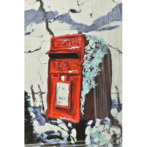 313 - TIMMY MALLETT (BRITISH CONTEMPORARY) 'SNOWY POST BOX', a signed limited edition print on box canvas,... 