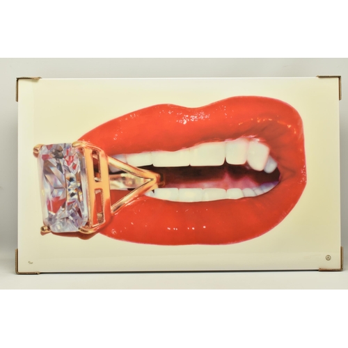 315 - RORY HANCOCK (WELSH 1987) 'ROCK CANDY', a signed artist proof edition box canvas print of a mouth an... 