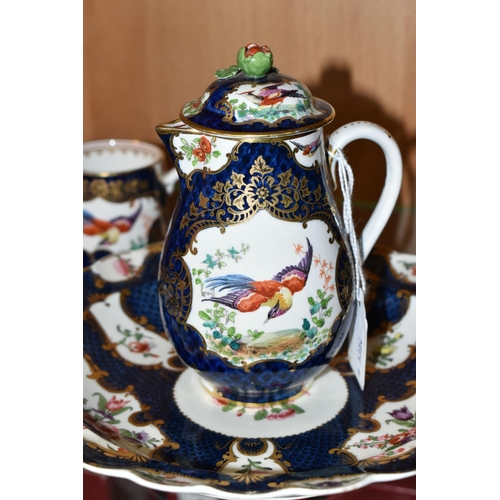 328 - A SMALL COLLECTION OF PORCELAIN, comprising a porcelain covered chocolate pot with a red rose finial... 