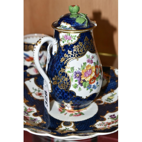 328 - A SMALL COLLECTION OF PORCELAIN, comprising a porcelain covered chocolate pot with a red rose finial... 