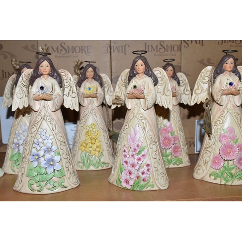 332 - A GROUP OF NINE BOXED JIM SHORE HEARTWOOD CREEK 'ANGELS', comprising two February 'Angels' 6001563, ... 