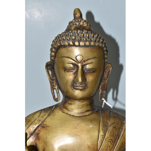 347 - A LARGE HEAVY BRONZED METAL 20TH CENTURY FIGURE OF A SEATED BUDDHA, height 51cm (1) (Condition Repor... 